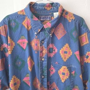 Vintage 1990s-2000s southwestern - western cotton button down shirt